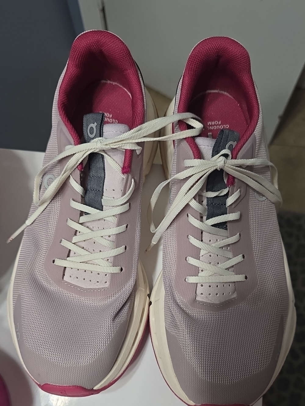 On Running Women's Pink and Cream Athletic Sneakers